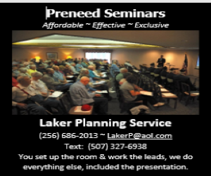 preneed seminars laker planning service ad